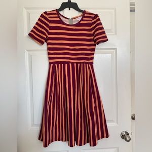 Cranberry Striped Lularoe Amelia Dress